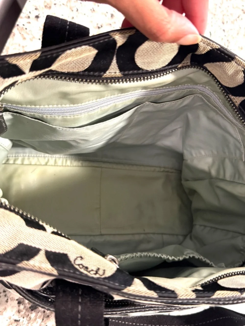 Coach Op Art Signature Khaki & Black Canvas Diaper Bag/Tote